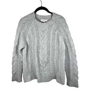 RACHEL ZOE Heather Grey Chunky Cable Knit Crewneck Sweater SM